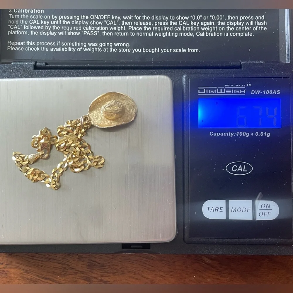 **+For Pablo only **** Italy 14k Gold curb link Bracelet with Sombrero Charm - Picture 14 of 14